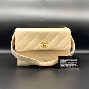 1円 良品 CHANEL シャネル バイアスステッチ ターンロック ココマーク ミラー付 ラムスキン ハンド バッグ eD11183A