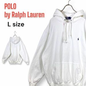 POLO Ralph Lauren ポロラルフローレン ポニー刺繍 コットン プルオーバー パーカー Lサイズ ホワイト系 白 トップス アメカジ メンズ
