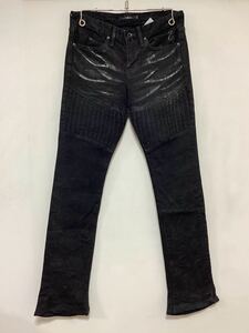 N-1302 CIVARIZE シヴァーライズ ストレッチブラックジーンズ 42 ユーズド加工 ブーツカット Rock ヴィジュアル系 カラージーンズ 日本製 