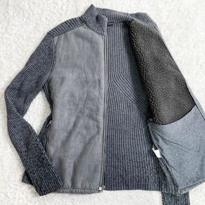 極美品!!Lサイズ!!アルマーニ エクスチェンジ ARMANI EXCHANGE レザー ドライバーズ ニット ムートン ジャケット ブルゾン メンズ 秋冬