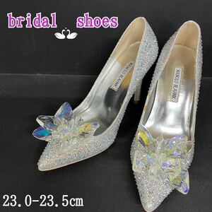 M■ MANOLO BLAHNIK マノロ ブラニク ラインストーンハイヒール シルバー 36【 23.0-23.5㎝ 】ブライダルシューズ ウエディング プレゼント