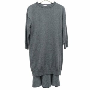 美品 Brunello Cucinelli ブルネロクチネリ アンサンブルニット 七分袖 カシミヤ100％セーター×フレアワンピース S/XS グレー ◆