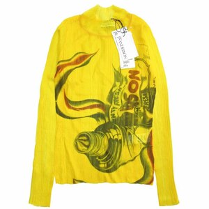 未使用品 ジェイダブリューアンダーソン JWアンダーソン J.W.ANDERSON シアー プリント カットソー プリーツ加工 シースルー Tシャツ XS