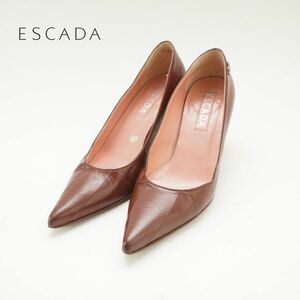 ESCADA エスカーダ 35 1/2 22.5 パンプス ヒール ポインテッドトゥ レザー ボルドー/SC103