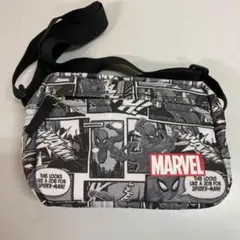 スパイダーマン MARVEL ショルダー バッグ ポシェット 白黒 コミック 柄