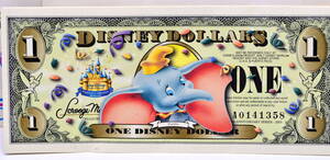 即決　ディズニーダラー　1ドル札（2005年） $1 紙幣　ダンボ　ＤＬ ５０周年　Disney Dollars