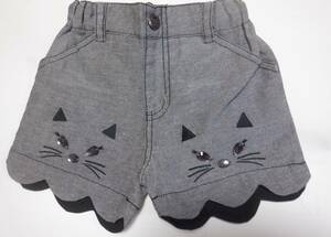 ◆アナスイミニ◆ビジュー猫ショートパンツ◆100サイズ◆黒◆クロ◆新品タグ付き◆にゃんこ◆9790円◆ANNASUImini◆