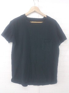 ◇ nonnative ノンネイティブ 胸ポケット付き ボートネック 鹿の子 半袖 Tシャツ カットソー サイズ 1 ブラック メンズ E