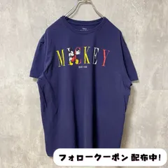 古着 used　Disney ディズニー　ミッキー　Mickey　半袖プリントＴシャツ　　ネイビー　クルーネック　キャラクター