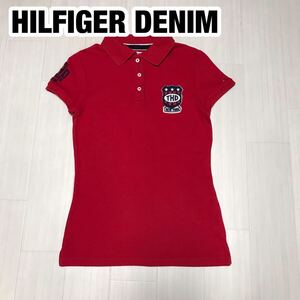 HILFIGER DENIM ヒルフィガーデニム 半袖ポロシャツ レディース レッド 刺繍ロゴ 