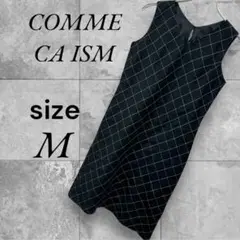 COMME CA ISM M チェック柄ノースリーブ ワンピース ダイヤモンド柄