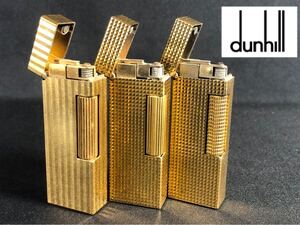 1000円〜■★着火未確認★ガスライター dunhill ダンヒル ストライプ ローラー式 ゴールドカラー 喫煙具 まとめ★okoy3306525-無し★r31906