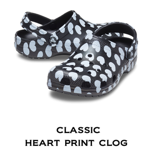 25cm クロックス クラシック ハート プリント クロッグ ブラック ホワイト Classic Heart Print Clog M7W9 新品