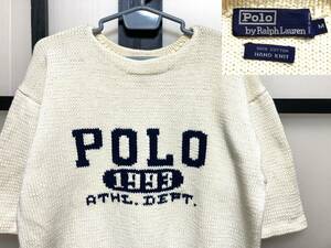 90s ラルフローレン 半袖 カプセルナンバー 1993 コットン ハンドニット / 90年代 RALPH LAUREN POLO ATHL DEPT Vintage ビンテージ