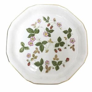 【新品同様】【美品】ウェッジウッド WEDGWOOD ワイルドストロベリー オクタゴナルディッシュ ホワイト