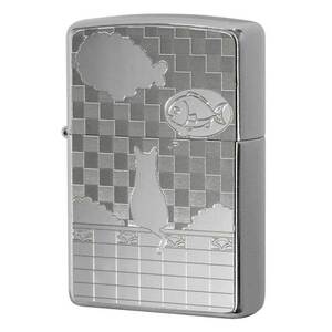 Zippo ジッポライター ネコ 猫 Cat 雲 ＃200 メタルプレート ニッケルメッキ 2MP-雲 メール便可