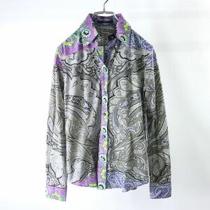 3-YI021【美品】エトロ ETRO コットン 長袖 シャツ マルチカラー 42 レディース