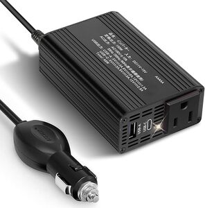 150W 車載インバーター DC12VからAC100Vに変換 USB-C PD 30WおよびUSB-A QC 18Wポート搭載 6つの安全保護機能 シガーソケットコンセント