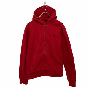 Polo Ralph Lauren プリント スウェット パーカー ポロラルフローレン キッズ L レッド フルジップ 古着卸 アメリカ仕入 a608-5702