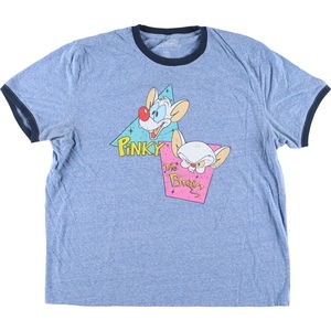 古着 PINKY AND THE BRAIN ピンキー ブレイン リンガーT キャラクタープリントTシャツ メンズXXL /eaa428527