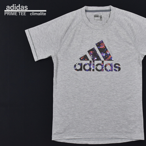 送料300円│adidas アディダス ★ S27038 PRIME TEE climalite 吸汗速乾 ロゴプリント 半袖 Tシャツ グレー メンズ S