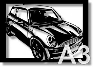 BMW mini R50の切り絵　(1)【A3サイズ】[C3-107]