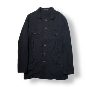 22AW YOHJI YAMAMOTO POUR HOMME Herringbone 6P Military Jacket ヘリンボーン6Pミリタリージャケット 3 ブラック ヨウジヤマモト