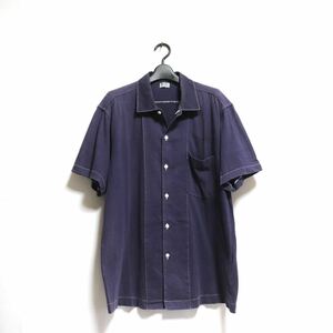 希少【comme des garcons homme コムデギャルソン オム】ad1999 シャツ 半袖シャツ/後染め 白ステッチ スウェット/90