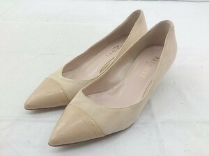 ◇ EU Comfort Shoes?Palanti イタリア製 ポインテッドトゥ ウエッジソール パンプス サイズ 36 ベージュ レディース P