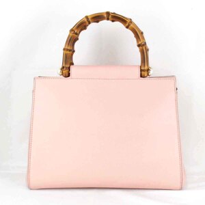 美品『USED』 GUCCI グッチ バンブーハンドル 453767 204991 ハンドバッグ ピンク レザー