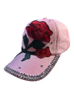 [1] PINK FLOWER ROSE VINTAGE BLING HAT