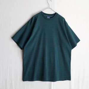 USA製 80s 90s Vintage ボーダー Tシャツ / L コットン ポリ グリーン ネイビー 半袖 ビンテージ T4-07085-9376