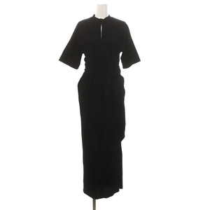 マメクロゴウチ Mame Kurogouchi Suvin Cotton Jersey Dress ワンピース ロング 半袖 リボン 1 黒 ブラック MM23PF-JS703 レディース