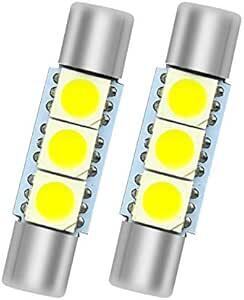 NAKOBO T6.3×30 LED バニティランプ （28-30ユニバーサル）12V車用 3連5050SMD ホワイト 2個セッ