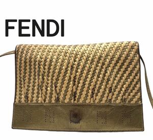 FENDI フェンディ　ヴィンテージ　お洒落　ゴールド　ショルダーバッグ　希少