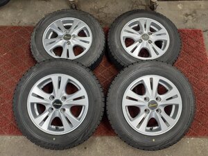 1円～★F7074■145/80R13 75Q　4本価格　BRIDGESTONE BLIZZAK VRX　REUENLINE　送料無料 冬 ’19年 8分山 13×4.5J +45 PCD100 ハブ径67㎜