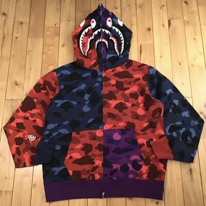 ★2XL★ Crazy camo ダブル シャーク パーカー double shark full zip hoodie a bathing ape BAPE エイプ ベイプ 迷彩 XXL m351