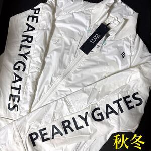 4/M新品/PEARLY GATES パーリーゲイツ　メンズ　秋冬　ナイロンストレッチタフタ裏起毛 ジャケット・アウター ブルゾン・ジャンパー 白