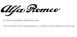 アルファロメオ ノリなしカッティング文字 Alfa Romeo 黒 CUT TEXT DECAL BLACK 12 (30cm) long black デカール