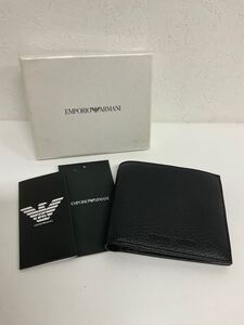 営KZ538-60◆ 【新品・未使用】エンポリオアルマーニ EMPORIO ARMANI メンズ ブラック レザー 二つ折り財布