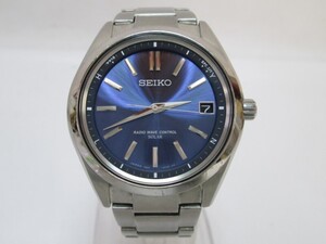 1000円スタート 腕時計 SEIKO セイコー BRIGHTZ ブライツ SAGZ081 7B24-0BH0 電波ソーラー ブルー文字盤 デイト メンズ KYT H①704