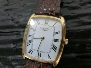 T【O4-97】【送料無料】LONGINES ロンジン/手巻き 腕時計 ローマ数字/盤面：ホワイト/撮影時動作OK/※傷有り