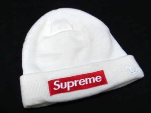 1円 Supreme シュプリーム ニューエラコラボ WORLD FAMOUS アクリル100％ ビーニー ニット帽 帽子 メンズ アイボリー系 AY3910