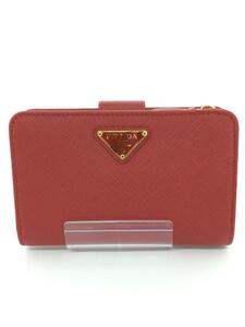 PRADA◆2つ折り財布/レザー/RED/無地/レディース/1ML225