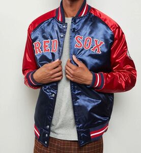 ラスト1 【M】 USA正規品 ミッチェル&ネス Mitchell&Ness ボストン レッドソックス Redsox サテン スタジアムジャンパー MLB スタジャン