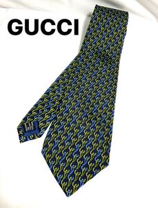 GUCCI グッチ ネクタイ ブルー×グリーン系　柄　送料185円（追跡付）〜　ブランドネクタイ