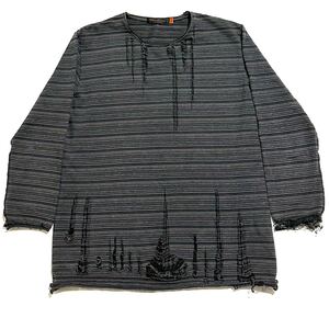 UNDERCOVER 2005AW ARTS&CRAFTS期 ダメージ ボーダー カットソー ロンT 七分袖 archive scab but beautiful 05AW クラスト アンダーカバー