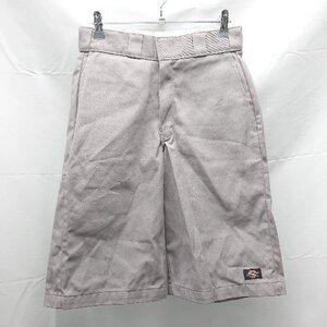 ◇ Dickies カギホック 無地 ブランドロゴ ポリエステル混 ハーフパンツ サイズ表記なし ベージュ メンズ レディース E