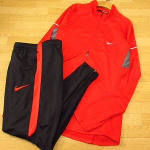 ◎使用少なめ！L 上下セット！NIKE RUNNING ナイキ◆ジャージ ジャケット&ジョガーパンツ◆メンズ 赤x黒◆BA0957