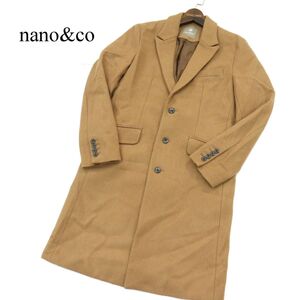 美品★ nano&co ナノユニバース 秋冬 メルトン ウール チェスター コート Sz.S　メンズ　A3T14886_C#N